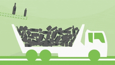 Recycling - The Glass is loaded into trucks